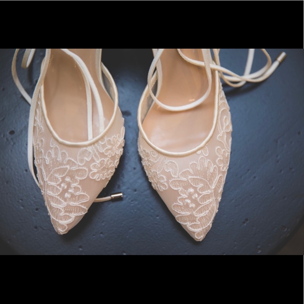 Ivory lace bridal heels